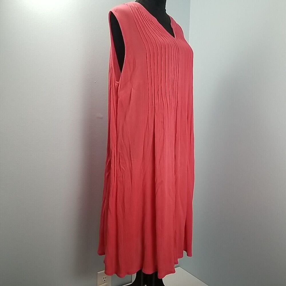 Woman Within Sheer Dress Cover Up 18W Salmon w/ Pockets V Neck Sleeveless Gauzy